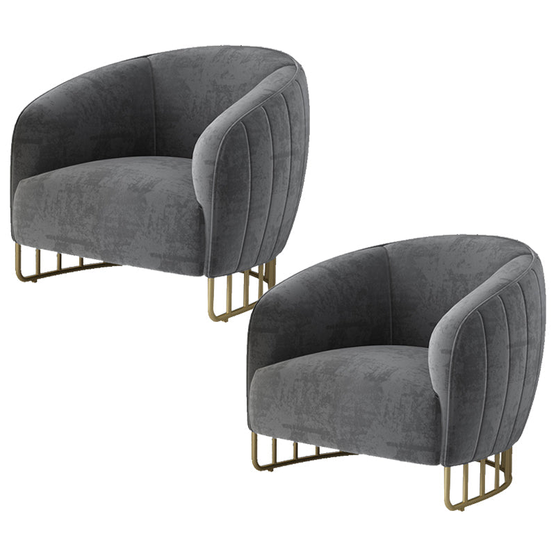 Velvet Barrel Accent Chair 29.52 "Laissez les bras de large inclus chaise avec des jambes en fer doré