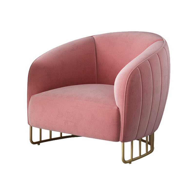 Velvet Barrel Accent Chair 29.52 "Laissez les bras de large inclus chaise avec des jambes en fer doré