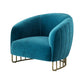 Velvet Barrel Accent Chair 29.52 "Laissez les bras de large inclus chaise avec des jambes en fer doré