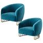 Velvet Barrel Accent Chair 29.52 "Laissez les bras de large inclus chaise avec des jambes en fer doré