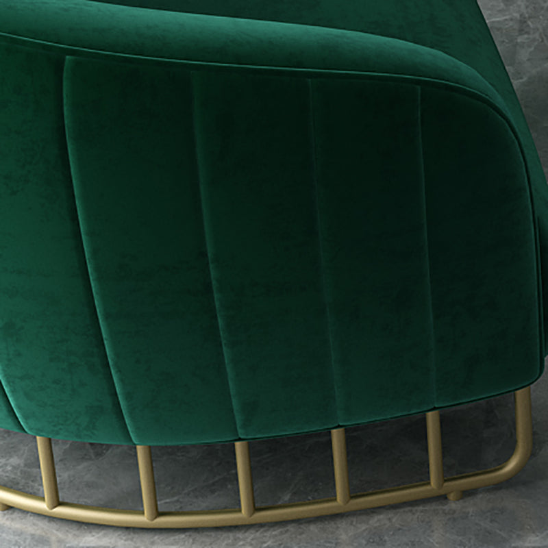 Velvet Barrel Accent Chair 29.52 "Laissez les bras de large inclus chaise avec des jambes en fer doré