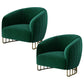 Velvet Barrel Accent Chair 29.52 "Laissez les bras de large inclus chaise avec des jambes en fer doré