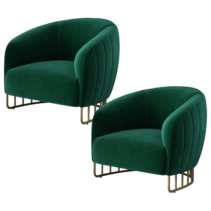 Velvet Barrel Accent Chair 29.52 "Laissez les bras de large inclus chaise avec des jambes en fer doré