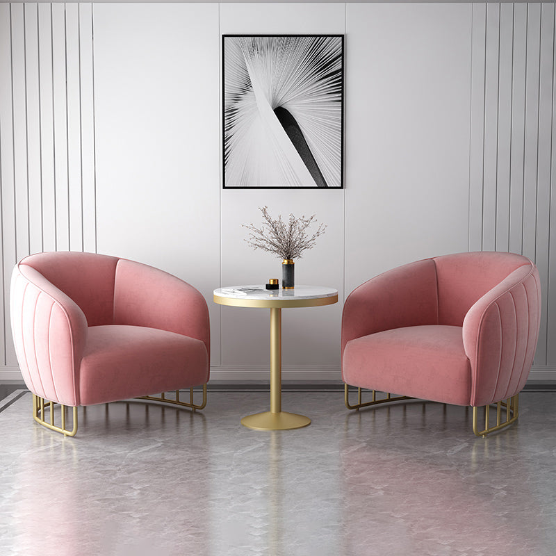 Velvet Barrel Accent Chair 29.52 "Laissez les bras de large inclus chaise avec des jambes en fer doré