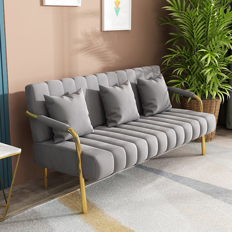 28.34 "Sofá de terciopelo alto con 3 almohadas sofá de brazo cuadrado para sala de estar