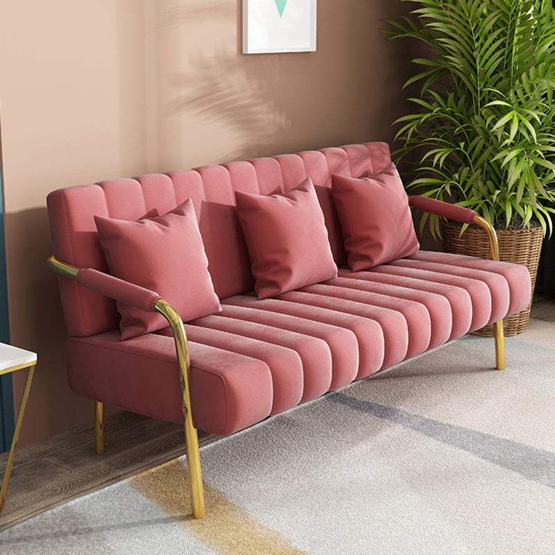 28.34 "Sofá de terciopelo alto con 3 almohadas sofá de brazo cuadrado para sala de estar