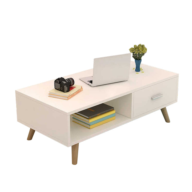 Modern Style Wood Cocktail Table Shelf Included 4 Legs Coffee Table Clearhalo 'Coffee & Accent Tables' 'Coffee Tables' 'coffee_tables' 'furn' 'furn_coffee_tables' 'Furniture' 'Living Room Furniture' 6069285