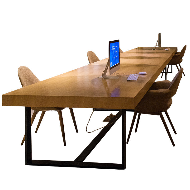 Industrial Rectangular Office Desk Solid Wood Home Writing Desk Clearhalo 'furn' 'furn_office_desk' 'Furniture' 'Office Desks' 'Office Furniture' 'office_desk' 6069305