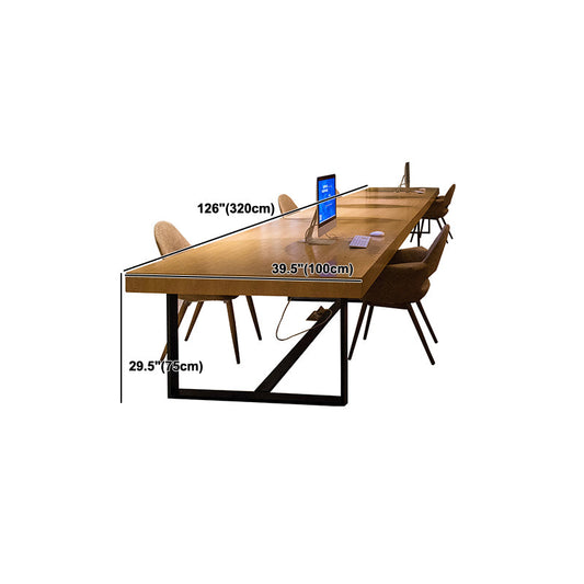Industrial Rectangular Office Desk Solid Wood Home Writing Desk Clearhalo 'furn' 'furn_office_desk' 'Furniture' 'Office Desks' 'Office Furniture' 'office_desk' 6069320