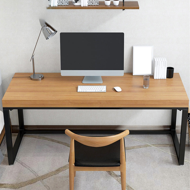 Industrial Metal Sled Office Desk Brown Home Writing Desk with Metal Legs Clearhalo 'furn' 'furn_office_desk' 'Furniture' 'Office Desks' 'Office Furniture' 'office_desk' 6069323