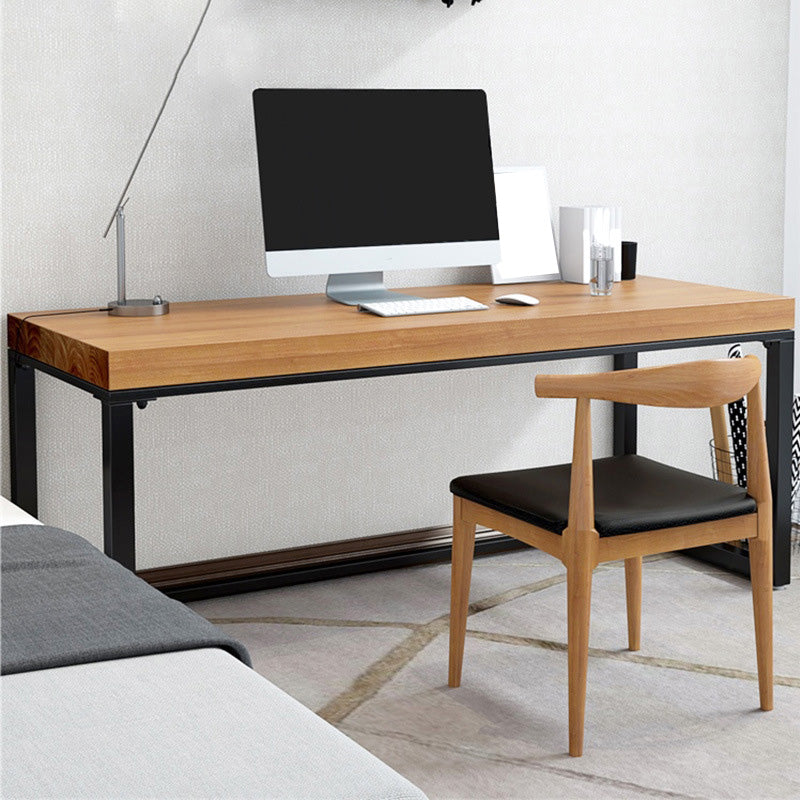 Industrial Metal Sled Office Desk Brown Home Writing Desk with Metal Legs Clearhalo 'furn' 'furn_office_desk' 'Furniture' 'Office Desks' 'Office Furniture' 'office_desk' 6069324