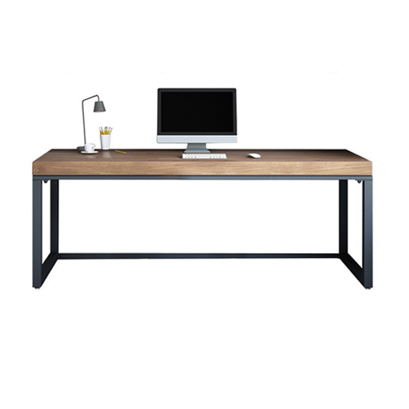 Industrial Metal Sled Office Desk Brown Home Writing Desk with Metal Legs 70.9"L x 31.5"W x 29.5"H Clearhalo 'furn' 'furn_office_desk' 'Furniture' 'Office Desks' 'Office Furniture' 'office_desk' 6069326