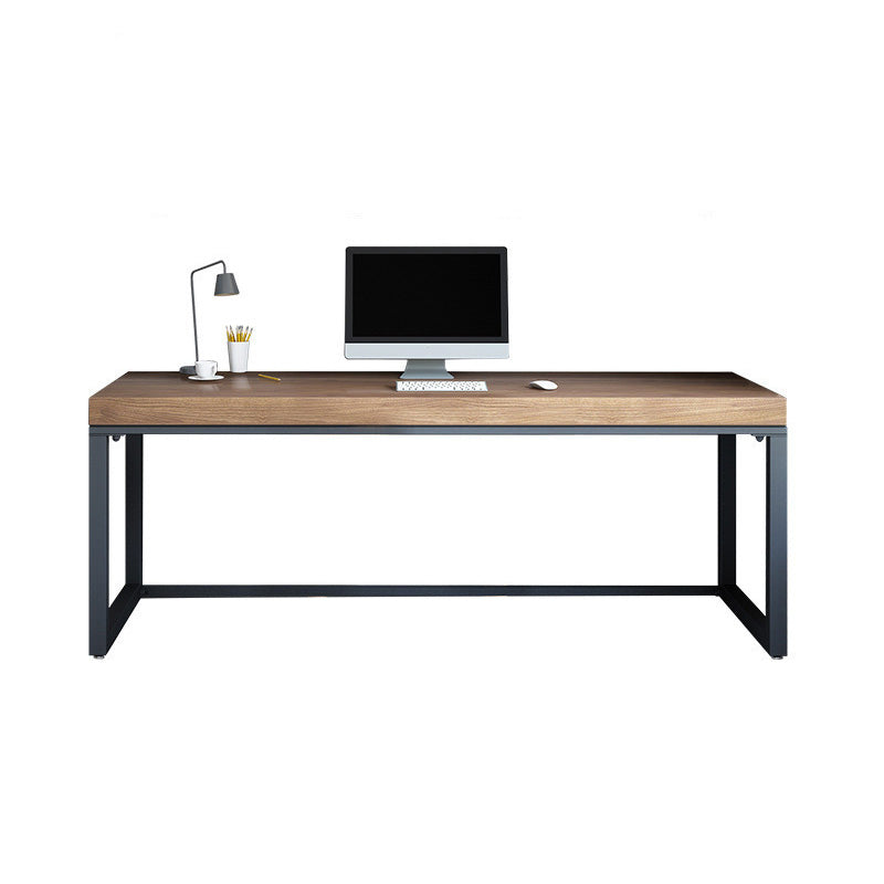 Industrial Metal Sled Office Desk Brown Home Writing Desk with Metal Legs Clearhalo 'furn' 'furn_office_desk' 'Furniture' 'Office Desks' 'Office Furniture' 'office_desk' 6069327