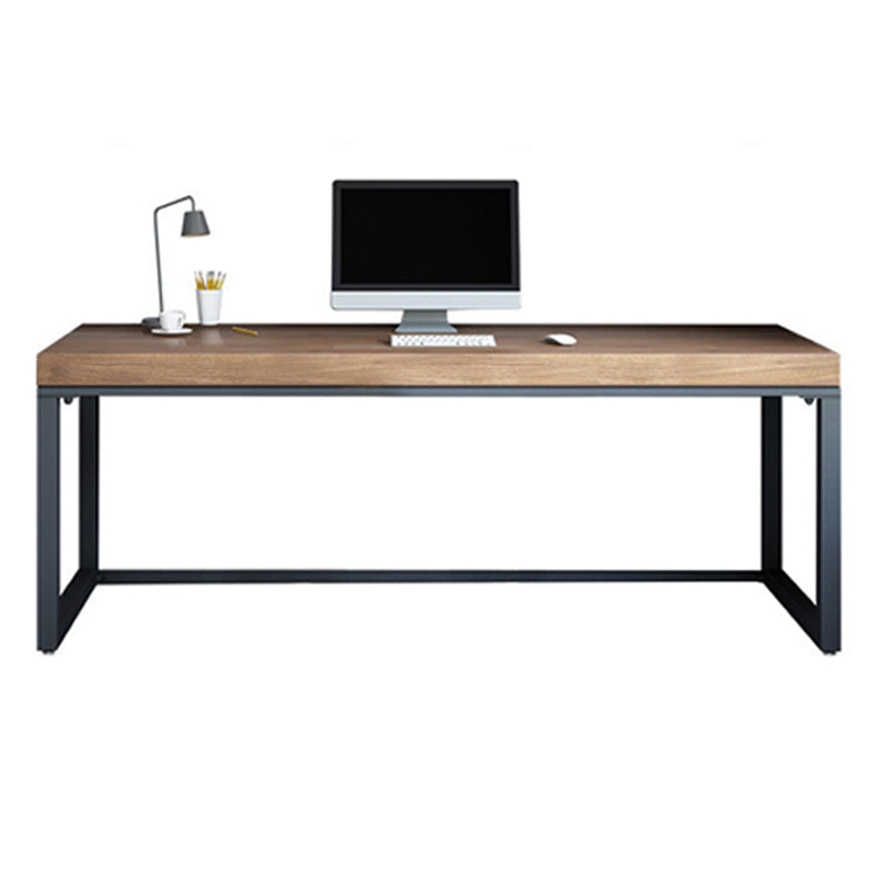 Industrial Metal Sled Office Desk Brown Home Writing Desk with Metal Legs 78.7"L x 31.5"W x 29.5"H Clearhalo 'furn' 'furn_office_desk' 'Furniture' 'Office Desks' 'Office Furniture' 'office_desk' 6069328