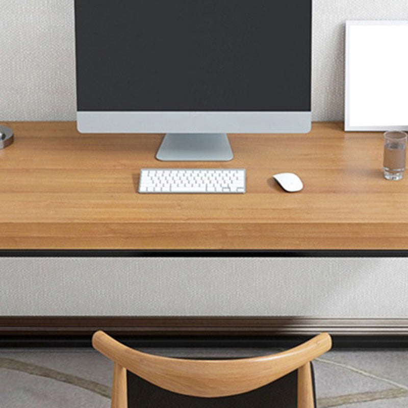 Industrial Metal Sled Office Desk Brown Home Writing Desk with Metal Legs Clearhalo 'furn' 'furn_office_desk' 'Furniture' 'Office Desks' 'Office Furniture' 'office_desk' 6069334