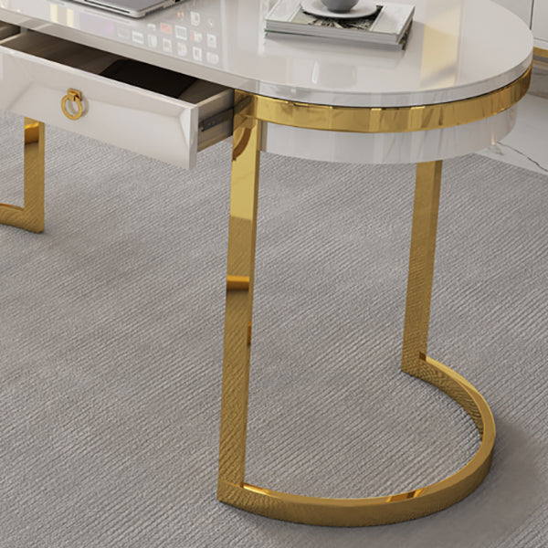 Glam Marble Office Desk with Gold Metal Base for Home Writing Desk Clearhalo 'furn' 'furn_office_desk' 'Furniture' 'Office Desks' 'Office Furniture' 'office_desk' 6069434