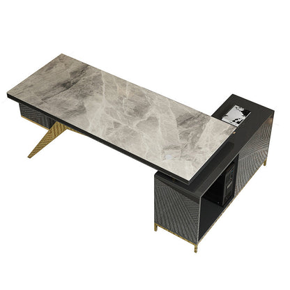 Scrivania da ufficio a forma di L marmo glam scrivania in legno solido per casa