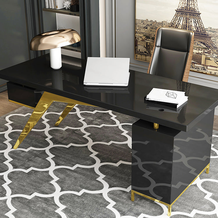 Bureau de bureau rectangulaire moderne bureau d'ordinateur en verre pour la maison