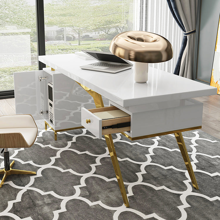 Bureau de bureau rectangulaire moderne bureau d'ordinateur en verre pour la maison