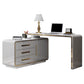 Glam Wood Computer Desk White Pedestal Writing Desk for Home