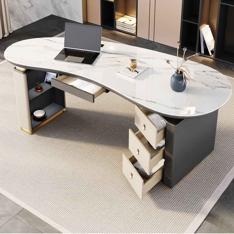 Zeitgenössischer Marmor -Computertisch für Büro 30 "H Schreibtisch in Weiß