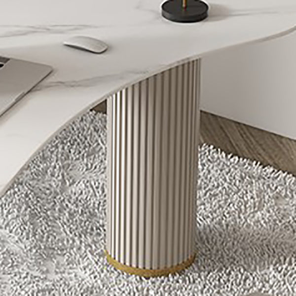 Scrivania per computer in marmo contemporaneo per casa da 30 "h con gambe in legno