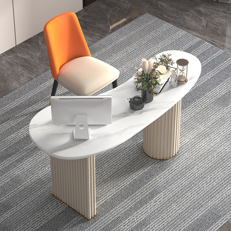 Contemporary Marble Computer Desk for Home 30"H Desk in White Clearhalo 'furn' 'furn_office_desk' 'Furniture' 'Office Desks' 'Office Furniture' 'office_desk' 6069598