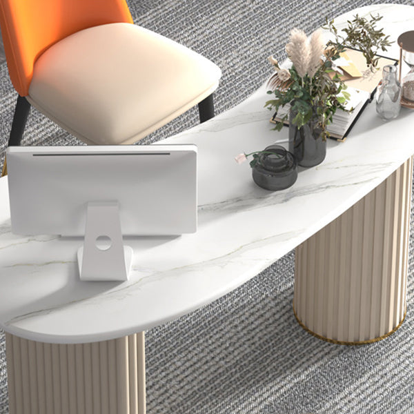 Contemporary Marble Computer Desk for Home 30"H Desk in White Clearhalo 'furn' 'furn_office_desk' 'Furniture' 'Office Desks' 'Office Furniture' 'office_desk' 6069601