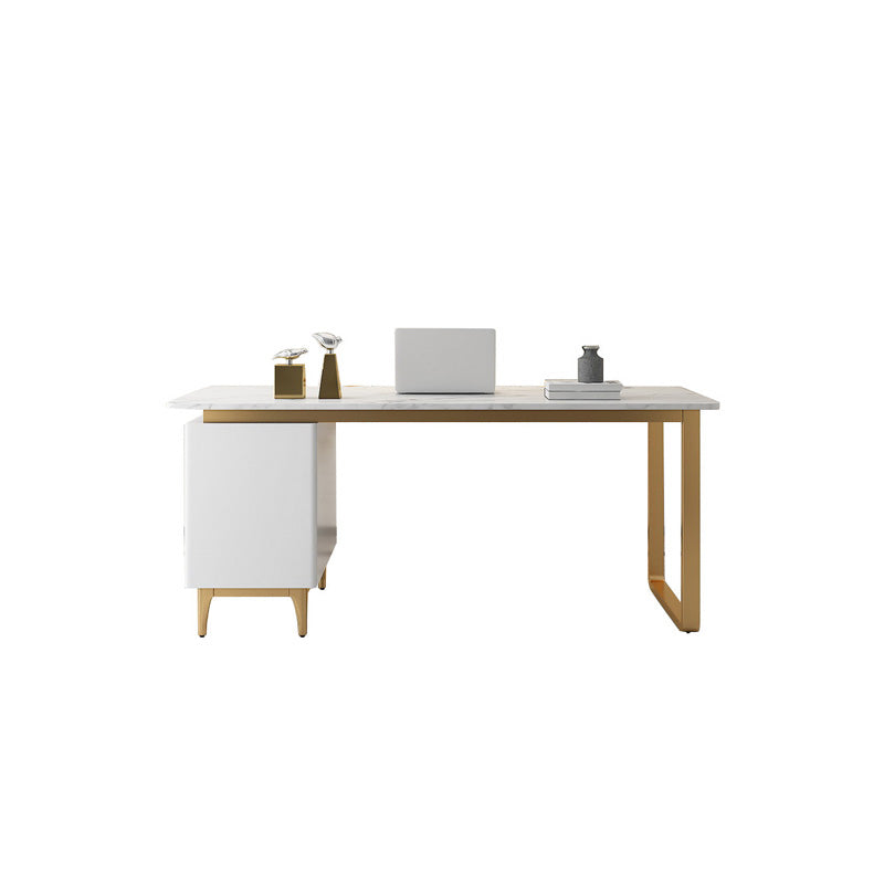 Rectangular Marble Office Desk Glam Solid Wood Writing Desk for Home Clearhalo 'furn' 'furn_office_desk' 'Furniture' 'Office Desks' 'Office Furniture' 'office_desk' 6069676