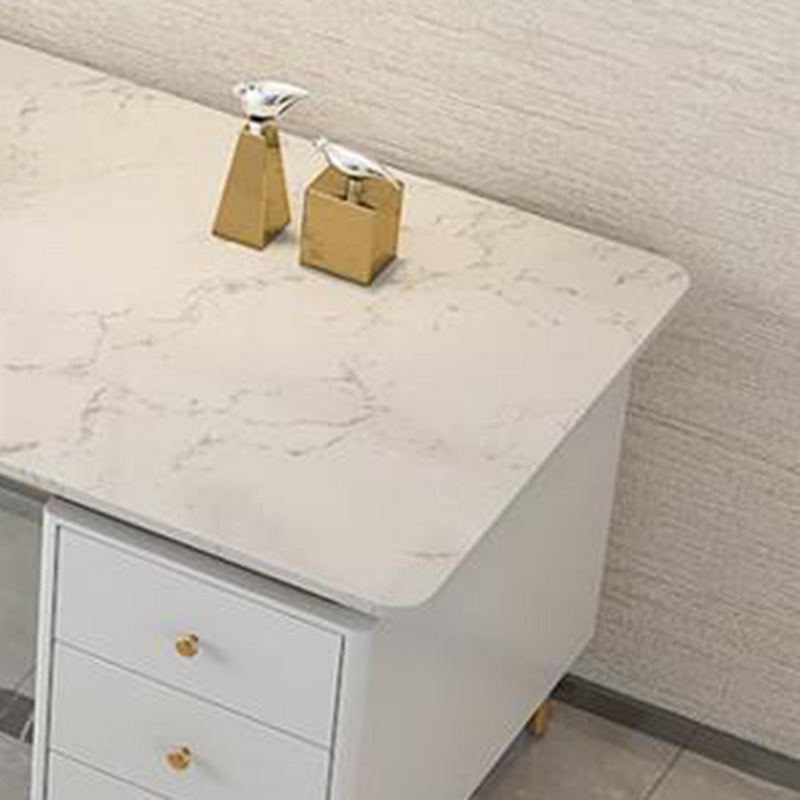 Rectangular Marble Office Desk Glam Solid Wood Writing Desk for Home Clearhalo 'furn' 'furn_office_desk' 'Furniture' 'Office Desks' 'Office Furniture' 'office_desk' 6069679