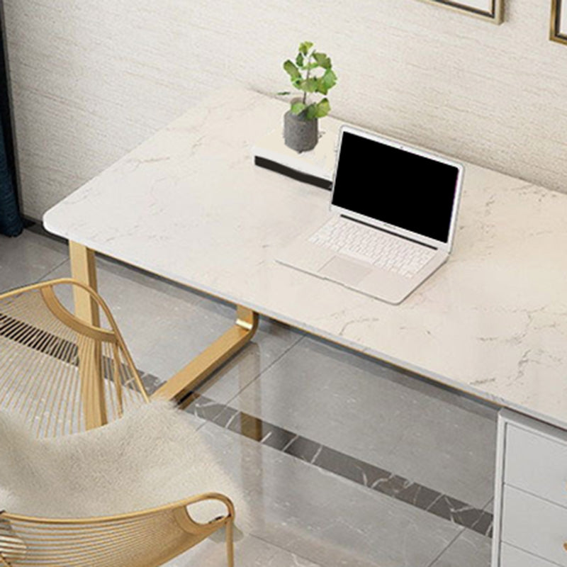 Rectangular Marble Office Desk Glam Solid Wood Writing Desk for Home Clearhalo 'furn' 'furn_office_desk' 'Furniture' 'Office Desks' 'Office Furniture' 'office_desk' 6069680