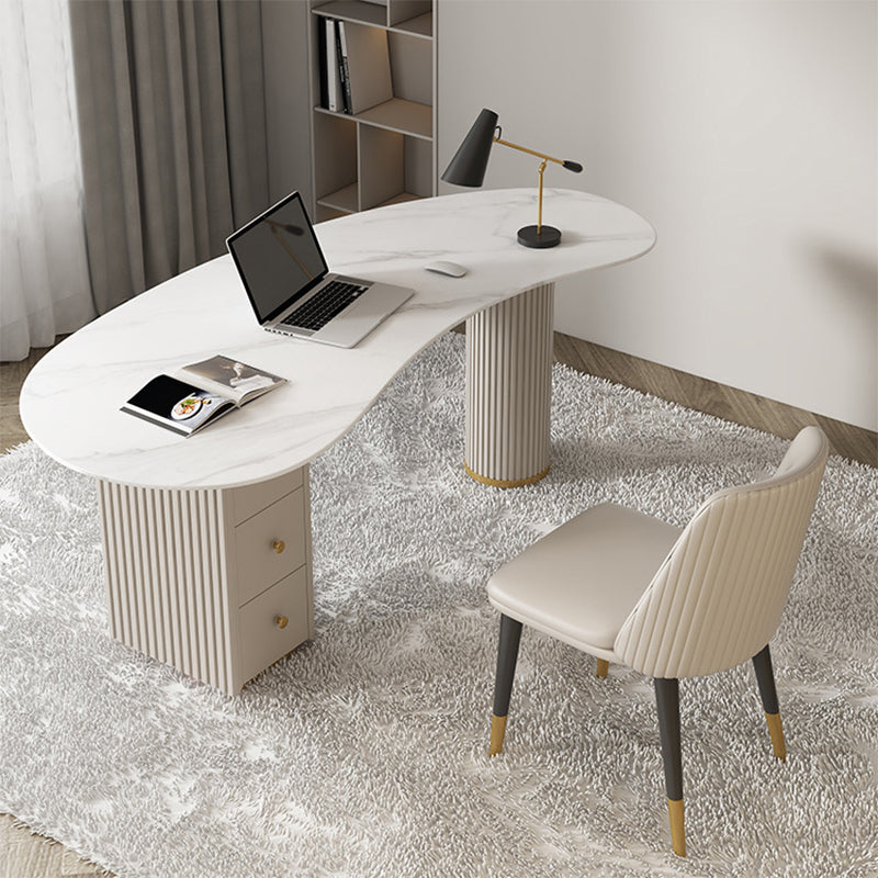 Contemporary Marble Curved Office Desk with Drawers Writing Desk for Office Clearhalo 'furn' 'furn_office_desk' 'Furniture' 'Office Desks' 'Office Furniture' 'office_desk' 6069706