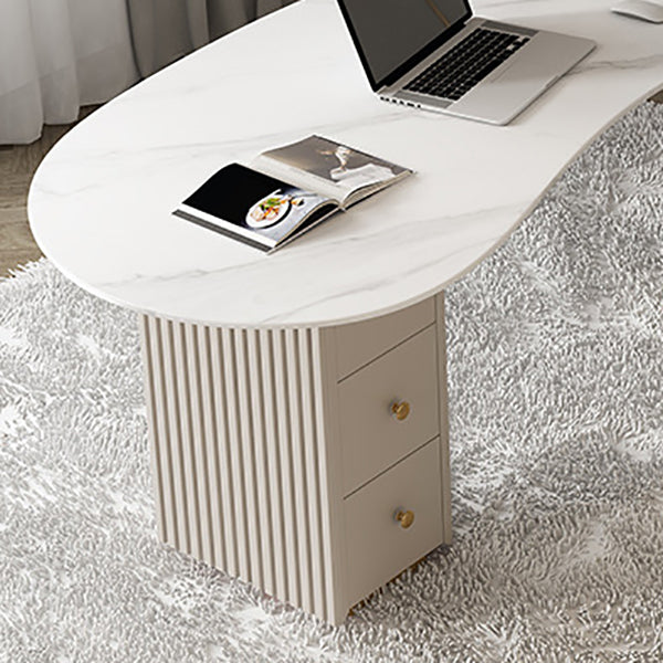 Contemporary Marble Curved Office Desk with Drawers Writing Desk for Office Clearhalo 'furn' 'furn_office_desk' 'Furniture' 'Office Desks' 'Office Furniture' 'office_desk' 6069707