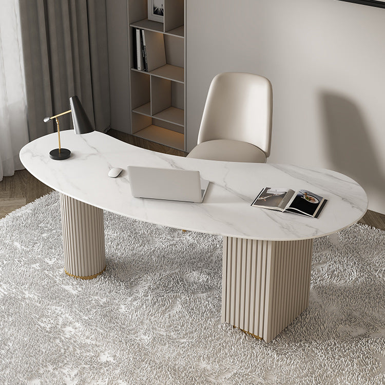 Contemporary Marble Curved Office Desk with Drawers Writing Desk for Office Clearhalo 'furn' 'furn_office_desk' 'Furniture' 'Office Desks' 'Office Furniture' 'office_desk' 6069708