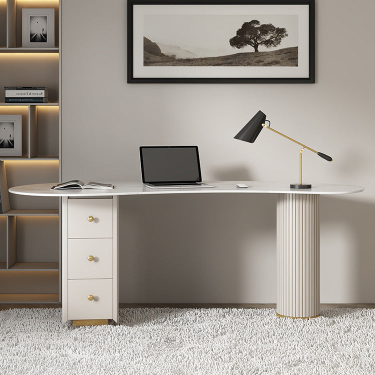 Contemporary Marble Curved Office Desk with Drawers Writing Desk for Office Clearhalo 'furn' 'furn_office_desk' 'Furniture' 'Office Desks' 'Office Furniture' 'office_desk' 6069709
