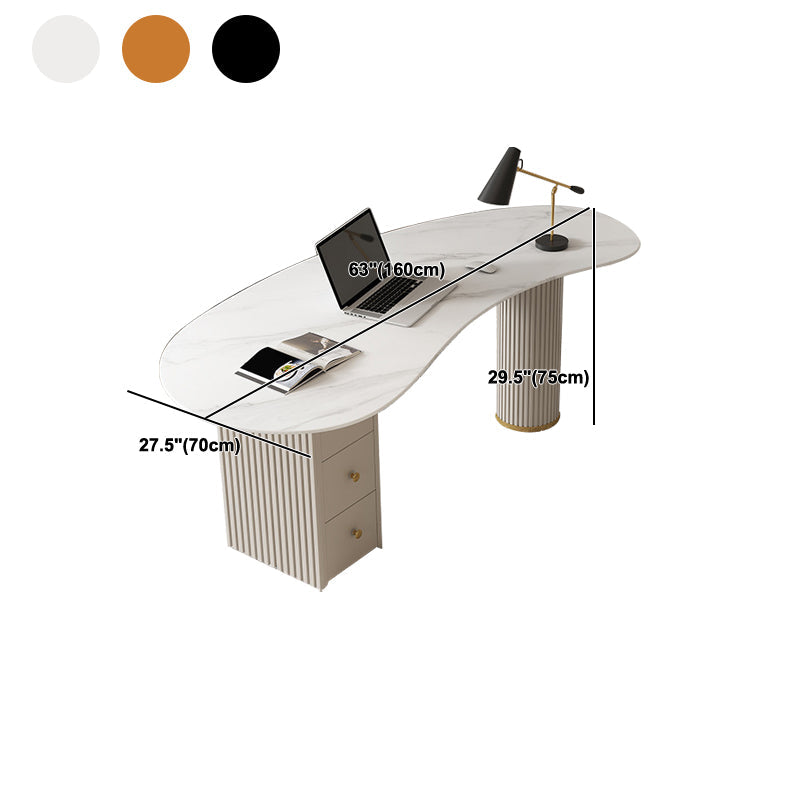 Contemporary Marble Curved Office Desk with Drawers Writing Desk for Office Clearhalo 'furn' 'furn_office_desk' 'Furniture' 'Office Desks' 'Office Furniture' 'office_desk' 6069714
