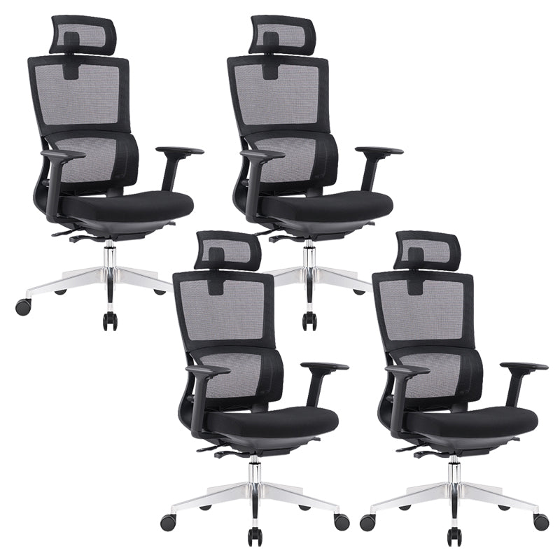 Executive Mid Back Office Chair Tilt Mechanism with Headrest Office Chair 4 Piece Set Metal Clearhalo 'furn' 'furn_office_chair' 'Furniture' 'Office Chairs' 'Office Furniture' 'office_chair' 6069807