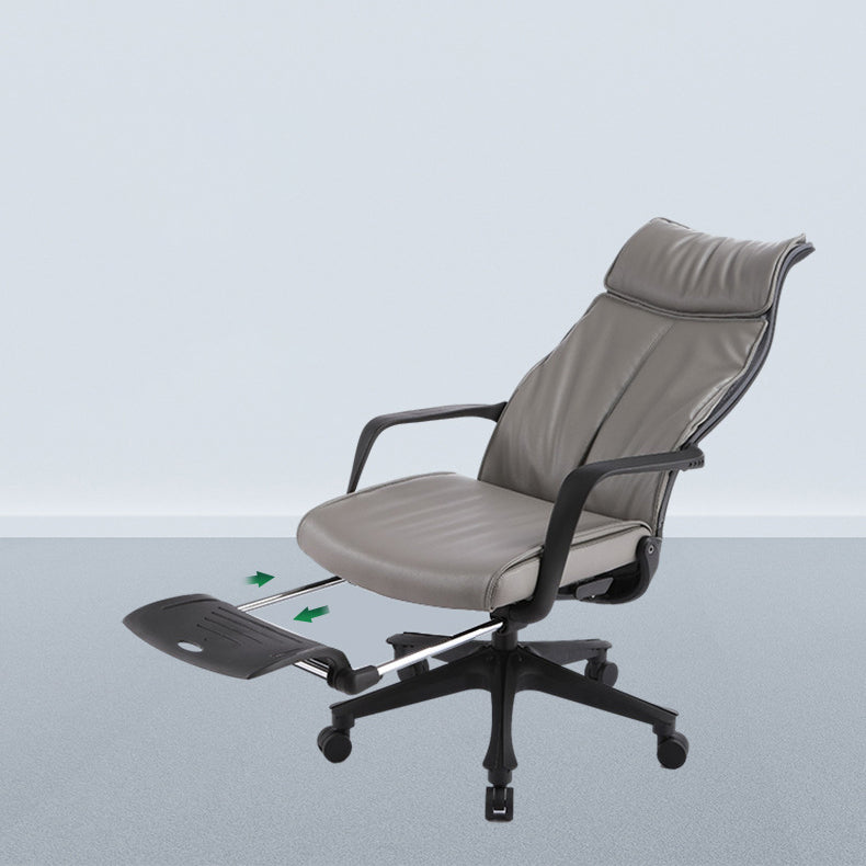 Sedia da ufficio a braccio fisso in fico in pelle posteriori in pelle ruote ergonomiche