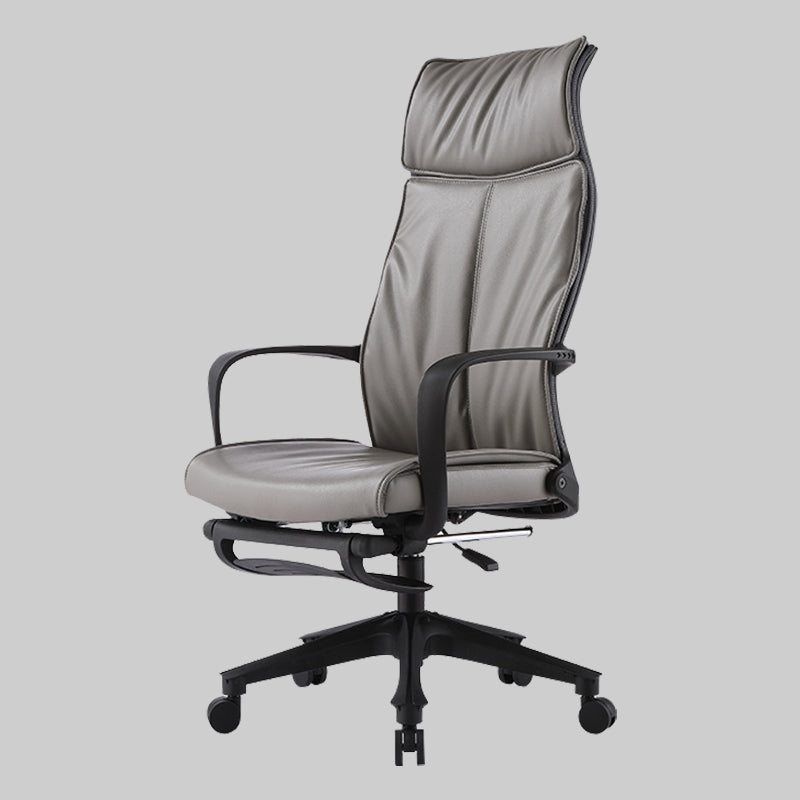 Sedia da ufficio a braccio fisso in fico in pelle posteriori in pelle ruote ergonomiche