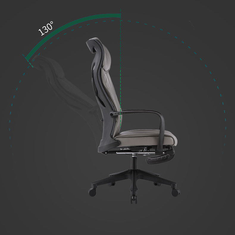 Sedia da ufficio a braccio fisso in fico in pelle posteriori in pelle ruote ergonomiche