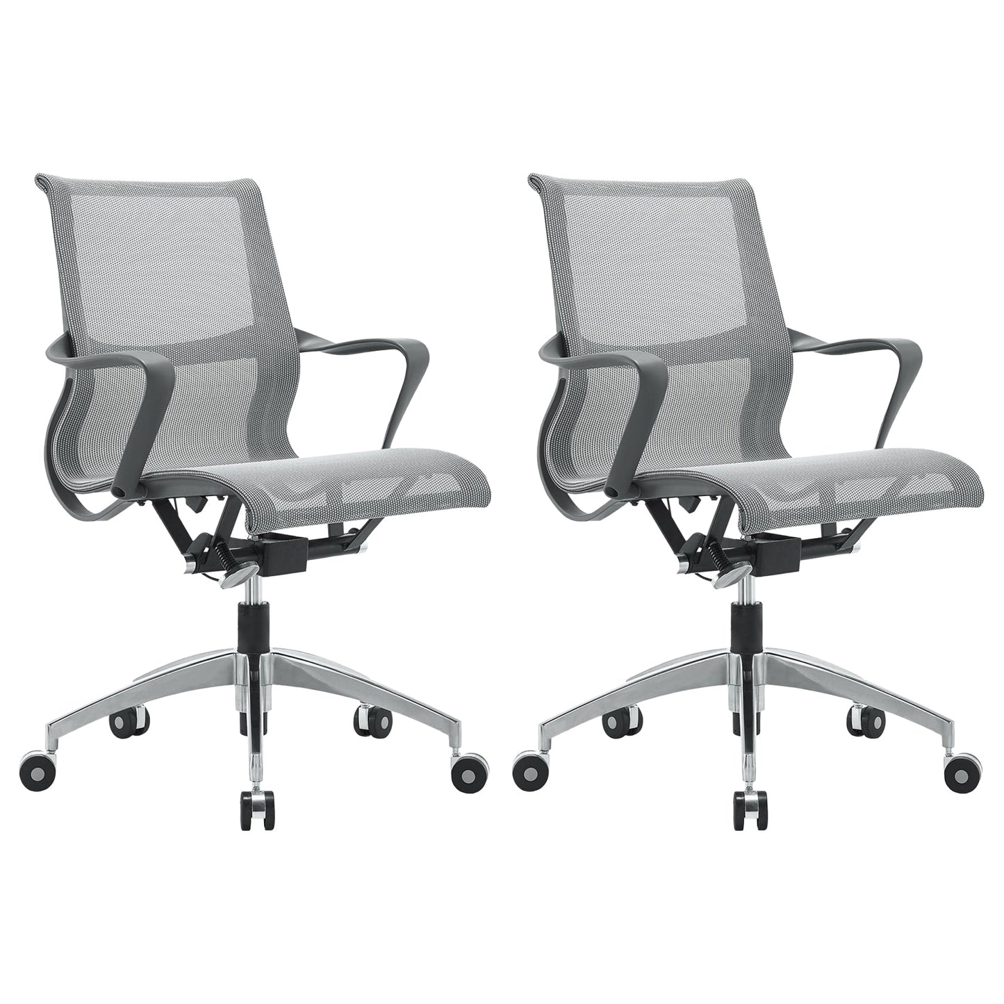 Modern Office Chair with Wheels Mid-Back Mesh Desk Chair Ergonomic Chair 2 Piece Set Clearhalo 'furn' 'furn_office_chair' 'Furniture' 'Office Chairs' 'Office Furniture' 'office_chair' 6069924