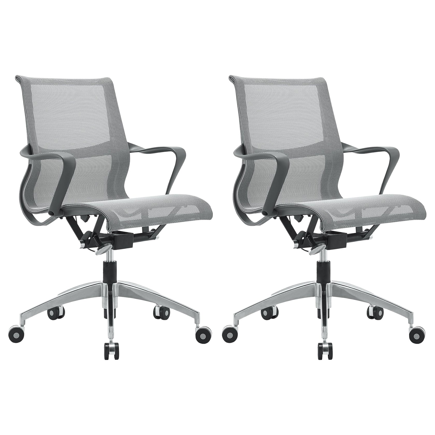 Modern Office Chair with Wheels Mid-Back Mesh Desk Chair Ergonomic Chair 2 Piece Set Clearhalo 'furn' 'furn_office_chair' 'Furniture' 'Office Chairs' 'Office Furniture' 'office_chair' 6069924