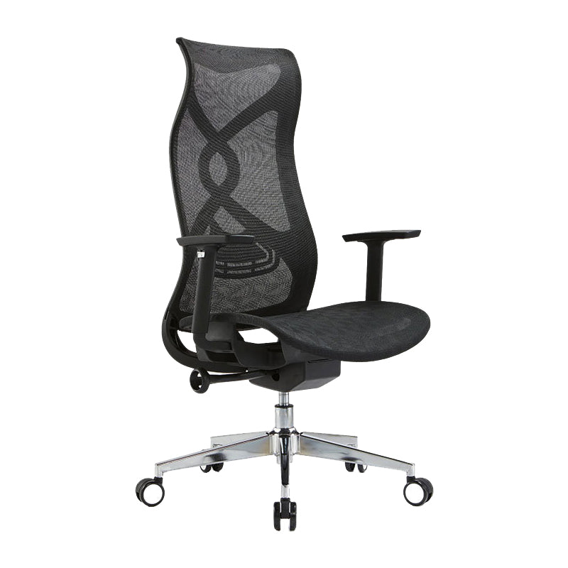 Fixed Arms Office Chair Microfiber Task High Back Chair Breathable AirGrid Ergonomic Black 1 Piece Clearhalo 'furn' 'furn_office_chair' 'Furniture' 'Office Chairs' 'Office Furniture' 'office_chair' 6070011