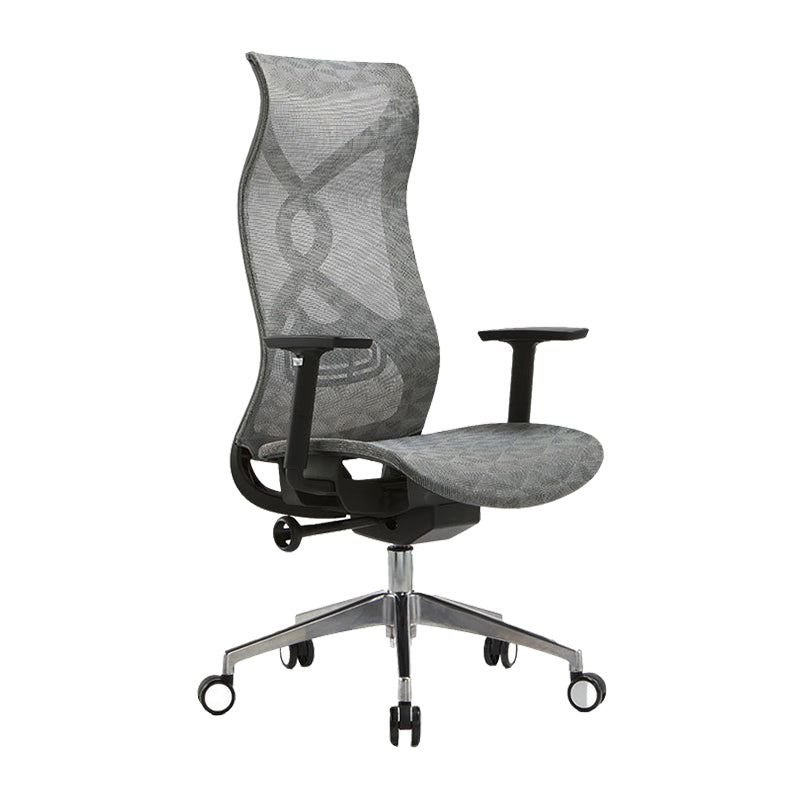 Fixed Arms Office Chair Microfiber Task High Back Chair Breathable AirGrid Ergonomic Gray 1 Piece Clearhalo 'furn' 'furn_office_chair' 'Furniture' 'Office Chairs' 'Office Furniture' 'office_chair' 6070020