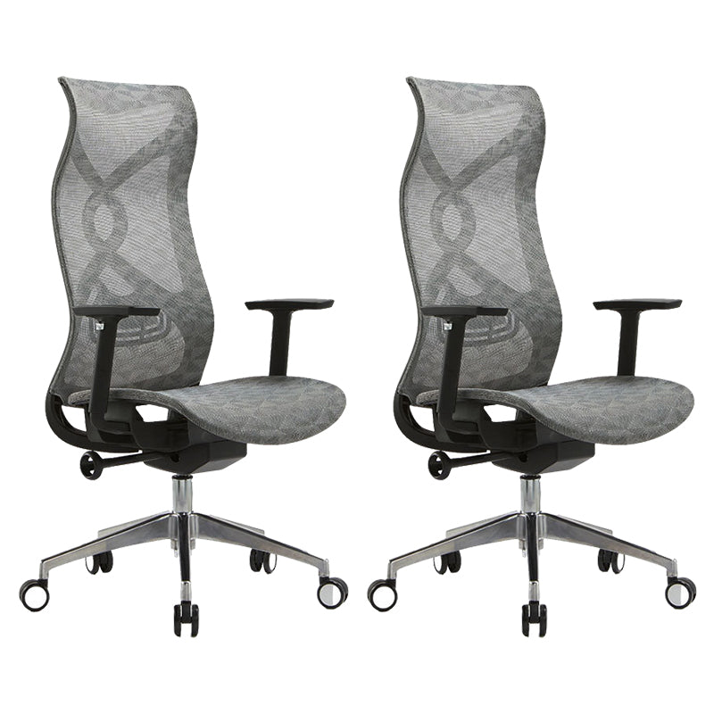 Fixed Arms Office Chair Microfiber Task High Back Chair Breathable AirGrid Ergonomic Gray 2 Piece Set Clearhalo 'furn' 'furn_office_chair' 'Furniture' 'Office Chairs' 'Office Furniture' 'office_chair' 6070022