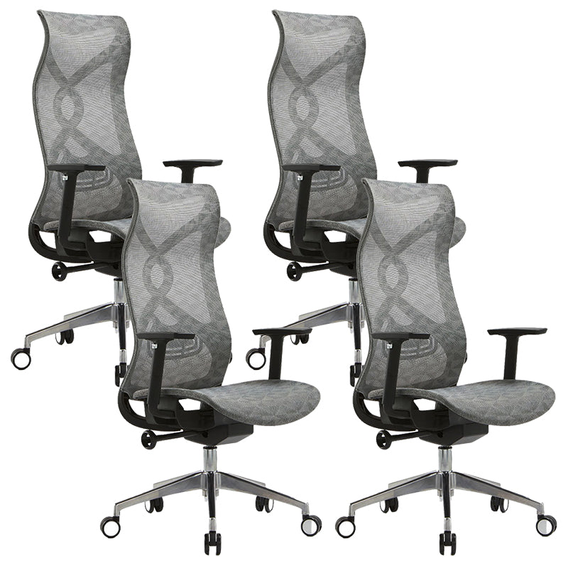 Fixed Arms Office Chair Microfiber Task High Back Chair Breathable AirGrid Ergonomic Gray 4 Piece Set Clearhalo 'furn' 'furn_office_chair' 'Furniture' 'Office Chairs' 'Office Furniture' 'office_chair' 6070024