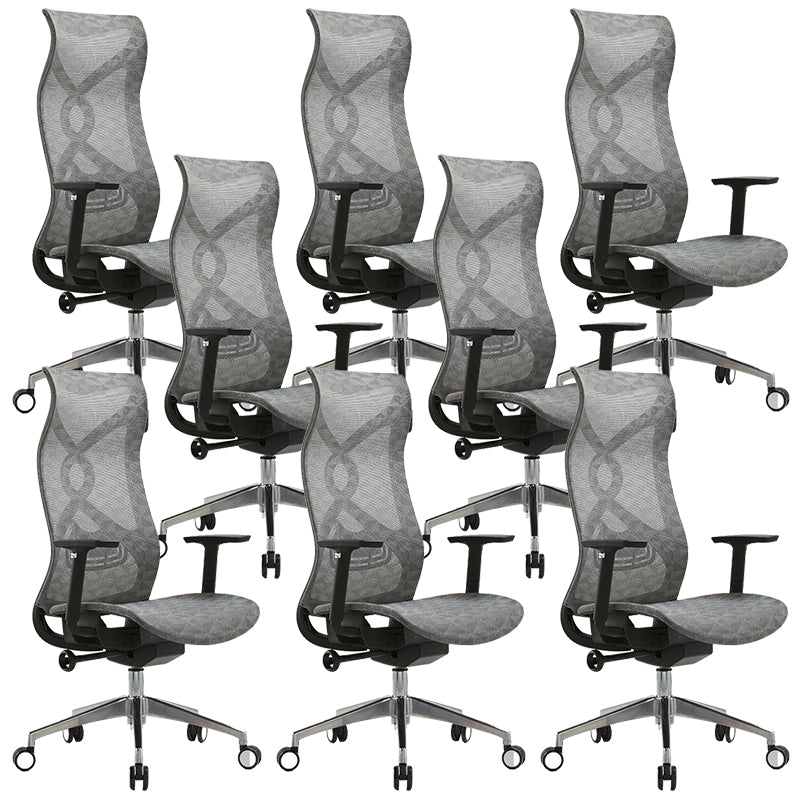 Fixed Arms Office Chair Microfiber Task High Back Chair Breathable AirGrid Ergonomic Gray 8 Piece Set Clearhalo 'furn' 'furn_office_chair' 'Furniture' 'Office Chairs' 'Office Furniture' 'office_chair' 6070029