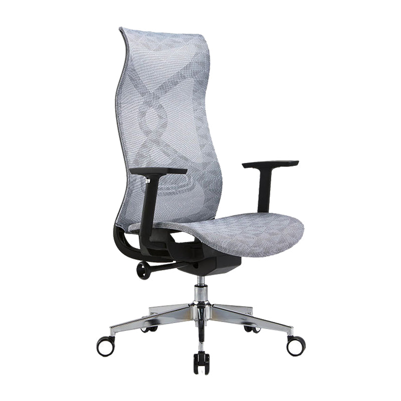 Fixed Arms Office Chair Microfiber Task High Back Chair Breathable AirGrid Ergonomic White 1 Piece Clearhalo 'furn' 'furn_office_chair' 'Furniture' 'Office Chairs' 'Office Furniture' 'office_chair' 6070030