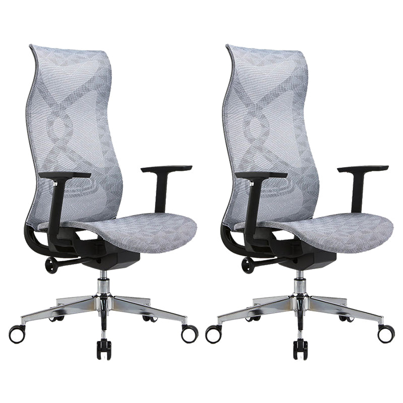 Fixed Arms Office Chair Microfiber Task High Back Chair Breathable AirGrid Ergonomic White 2 Piece Set Clearhalo 'furn' 'furn_office_chair' 'Furniture' 'Office Chairs' 'Office Furniture' 'office_chair' 6070031