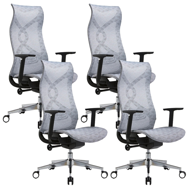 Fixed Arms Office Chair Microfiber Task High Back Chair Breathable AirGrid Ergonomic White 4 Piece Set Clearhalo 'furn' 'furn_office_chair' 'Furniture' 'Office Chairs' 'Office Furniture' 'office_chair' 6070032